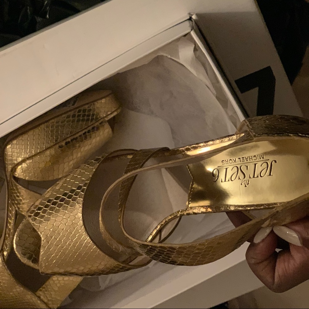 Gold, peep toe Michael Kors Heels